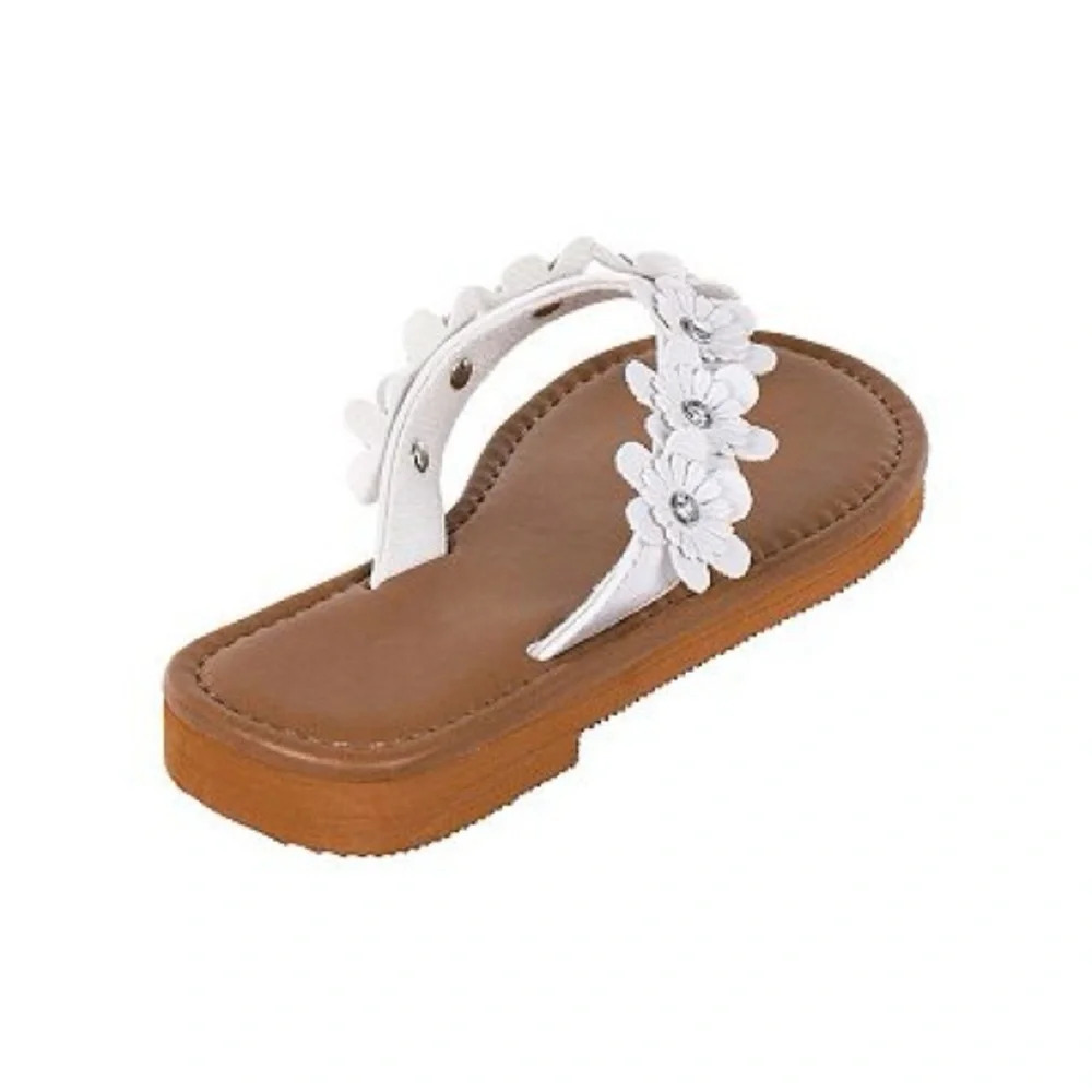 Elli by Capelli Flowers Matte Faux Leather Girls Thong Sandals Size 12-13 NEW - Picture 2 of 9